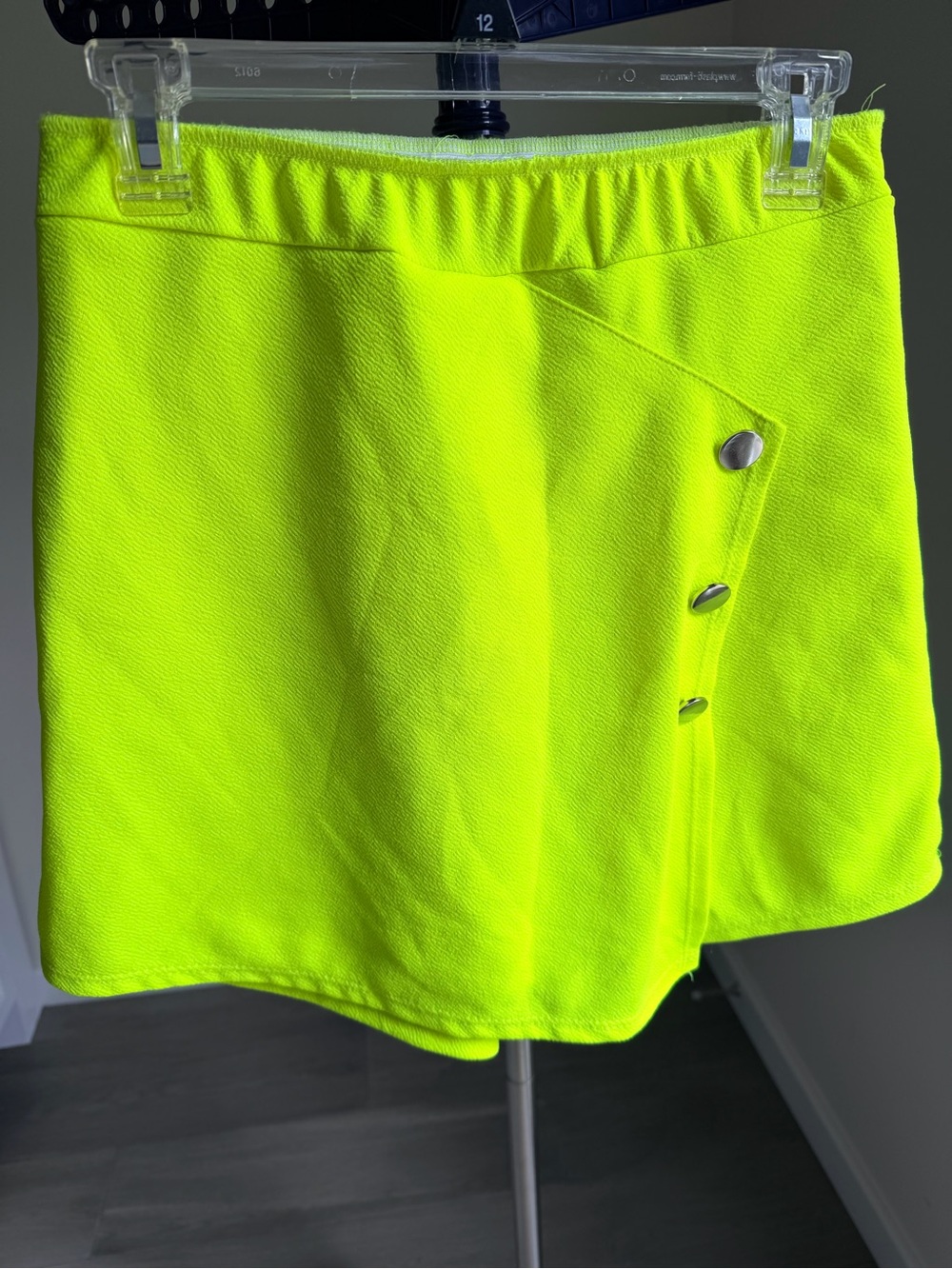 Neon Yellow Button Detail Mini Skort M